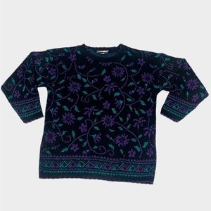 PURPLE FLORAL SWEATER vintage
